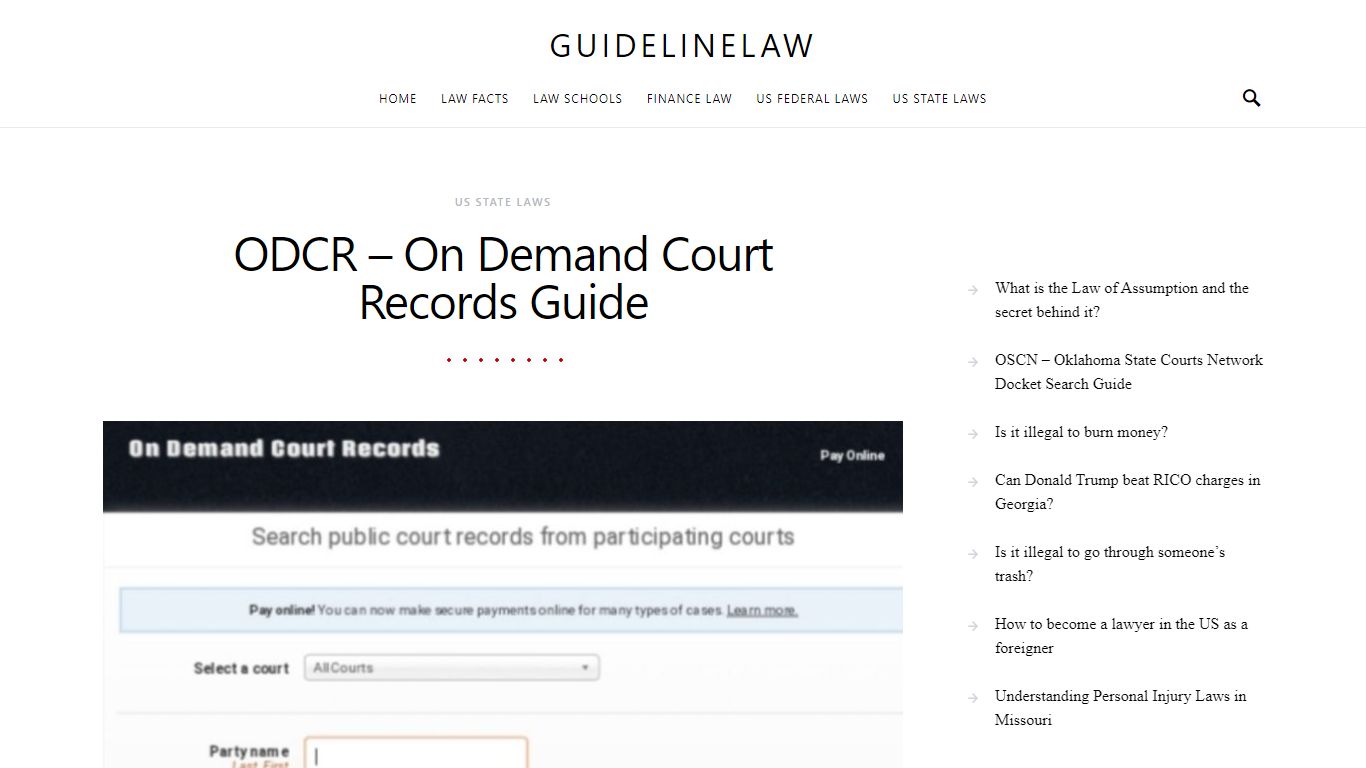 ODCR - On Demand Court Records Guide - Guideline Law
